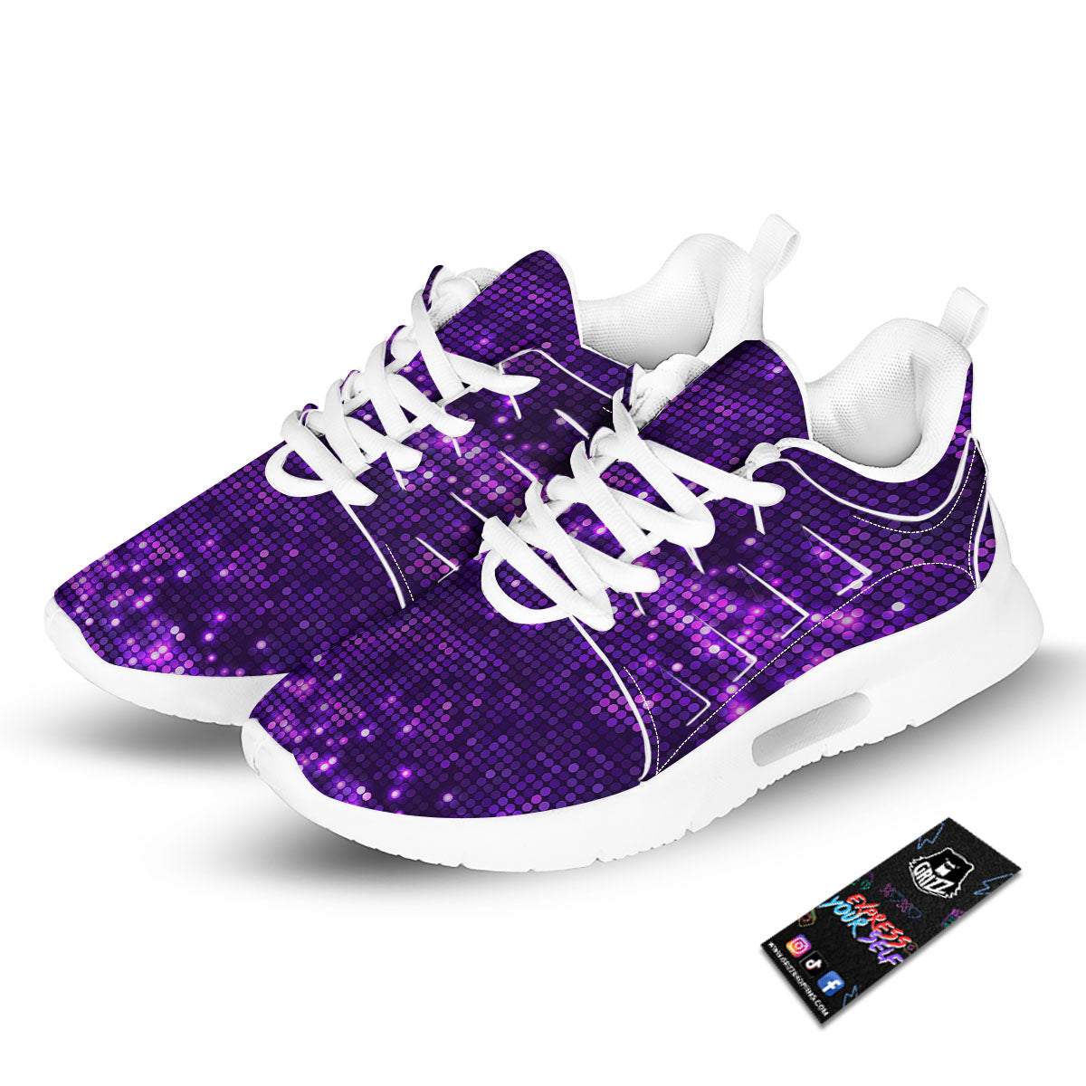 Disco Lights Purple Print Pattern Tennis Shoes-grizzshop