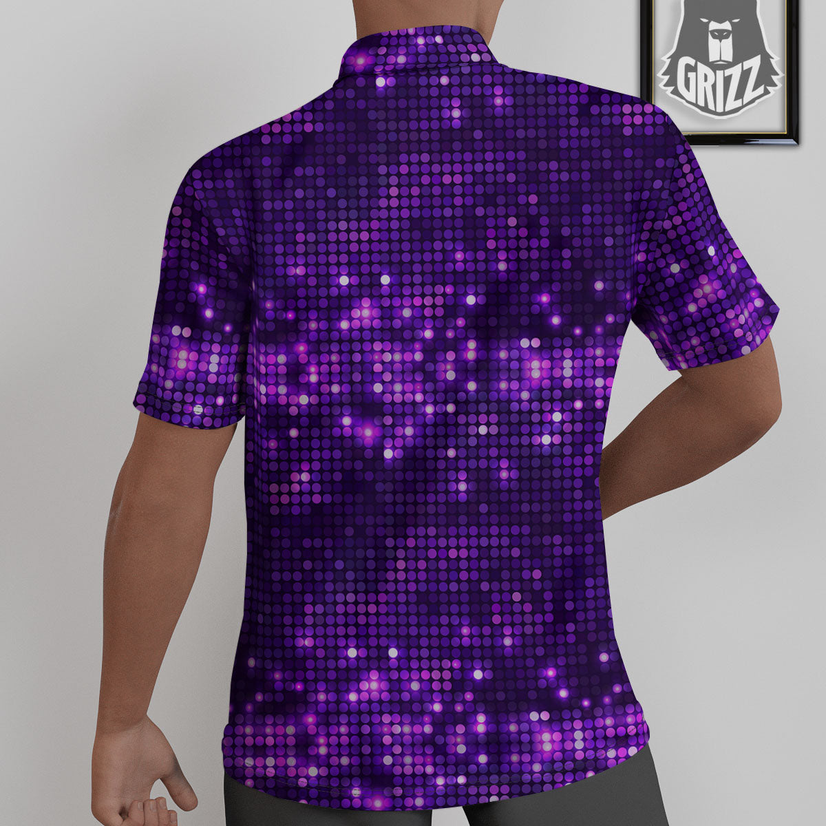 Disco Lights Purple Print Pattern Untucked Shirts-grizzshop