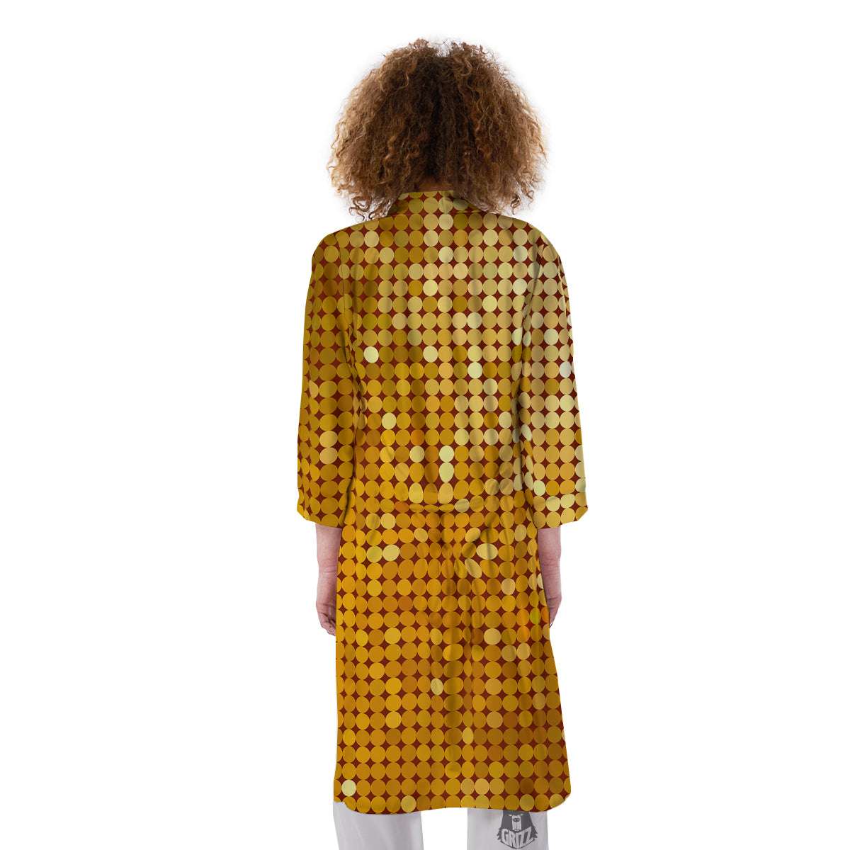 Disco Shiny Golden Texture Print Kimono-grizzshop