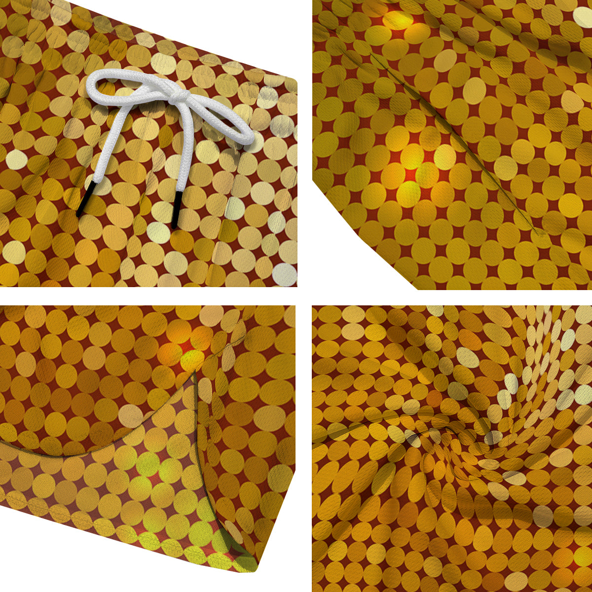 Disco Shiny Golden Texture Print Men's Running Shorts-grizzshop