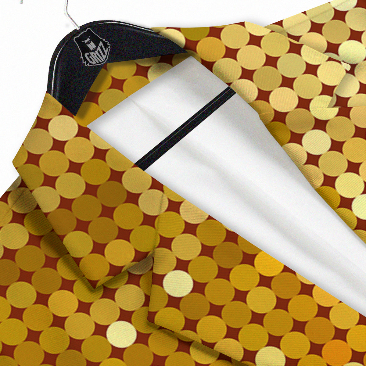 Disco Shiny Golden Texture Print Men's Sport Coat-grizzshop