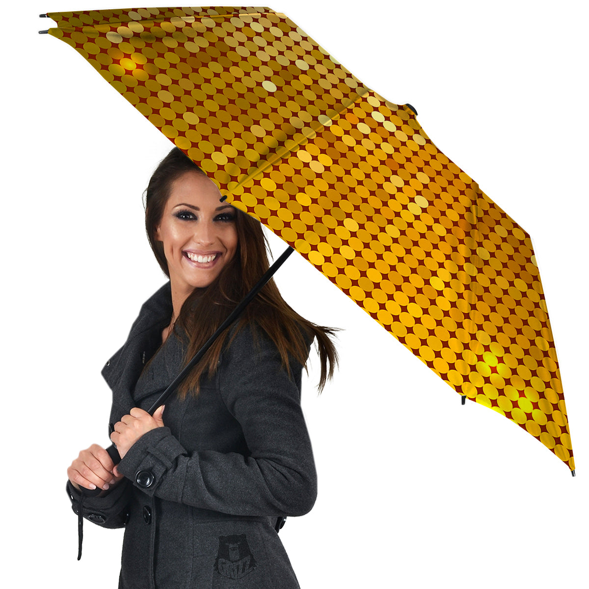 Disco Shiny Golden Texture Print Umbrella-grizzshop