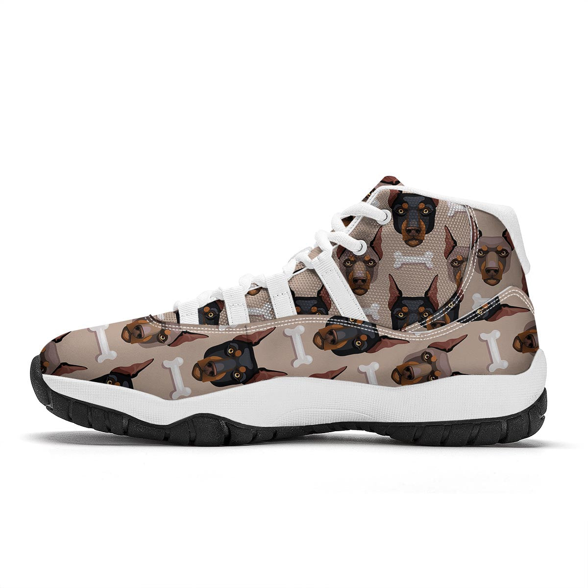 Doberman Dog Print Pattern White Bball Shoes-grizzshop