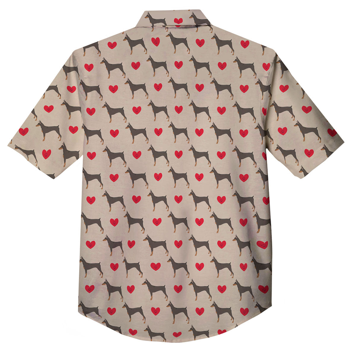 Dobermann Heart Print Pattern Button Up Shirt-grizzshop