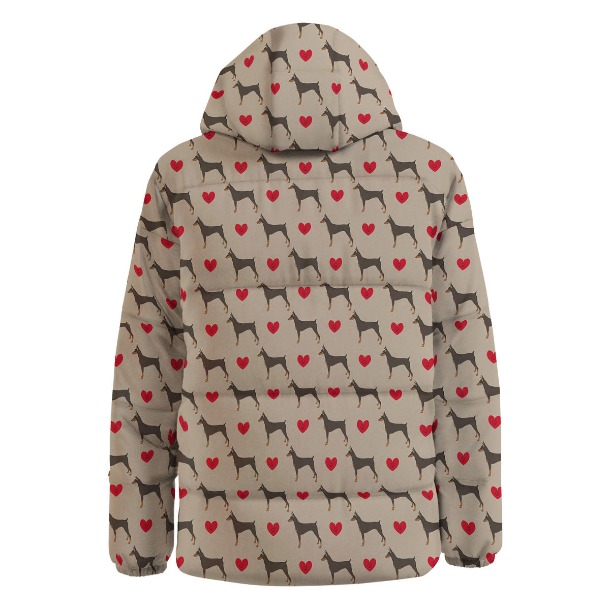 Dobermann Heart Print Pattern Down Jacket-grizzshop