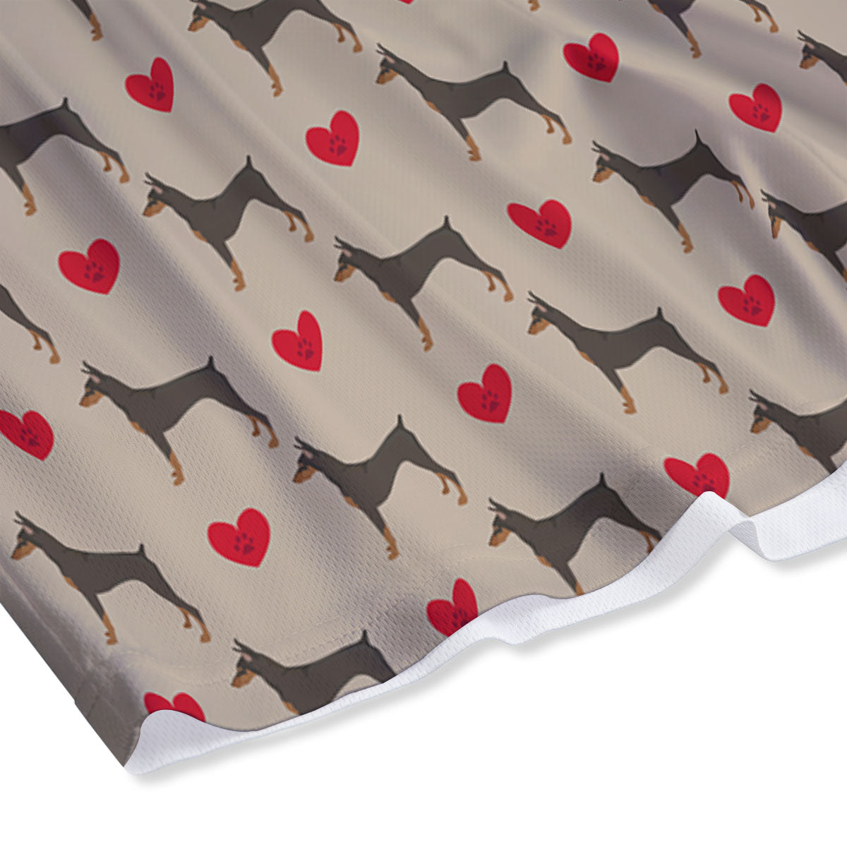 Dobermann Heart Print Pattern Mesh Shorts