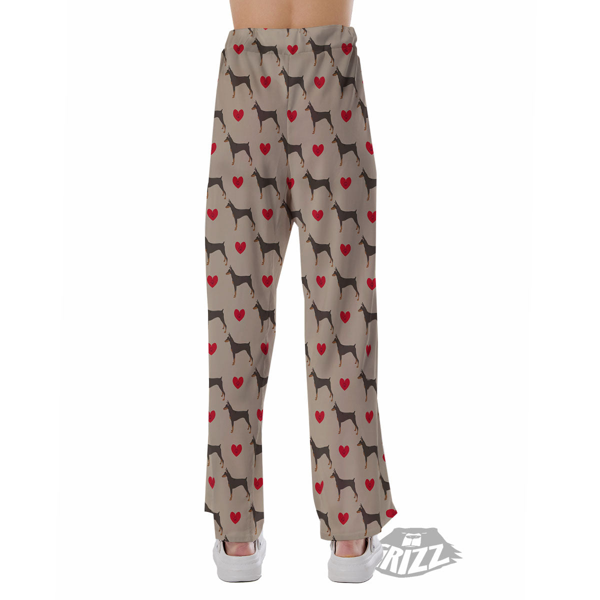 Dobermann Heart Print Pattern Pajama Pants-grizzshop