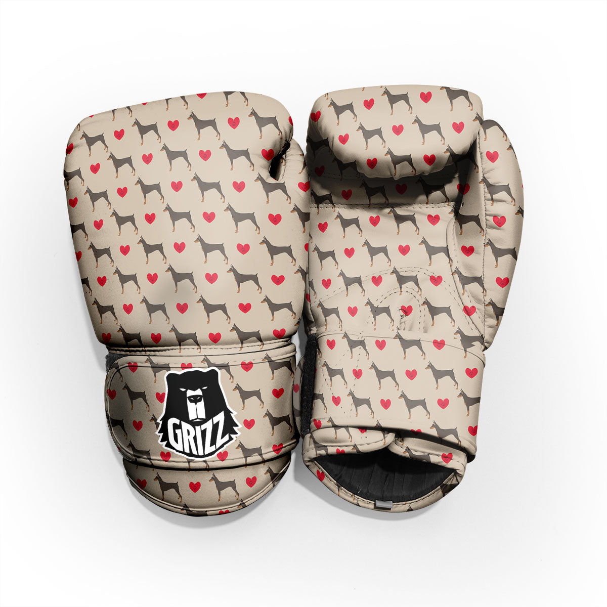 Dobermann Heart Print Pattern Pro Boxing Glove
