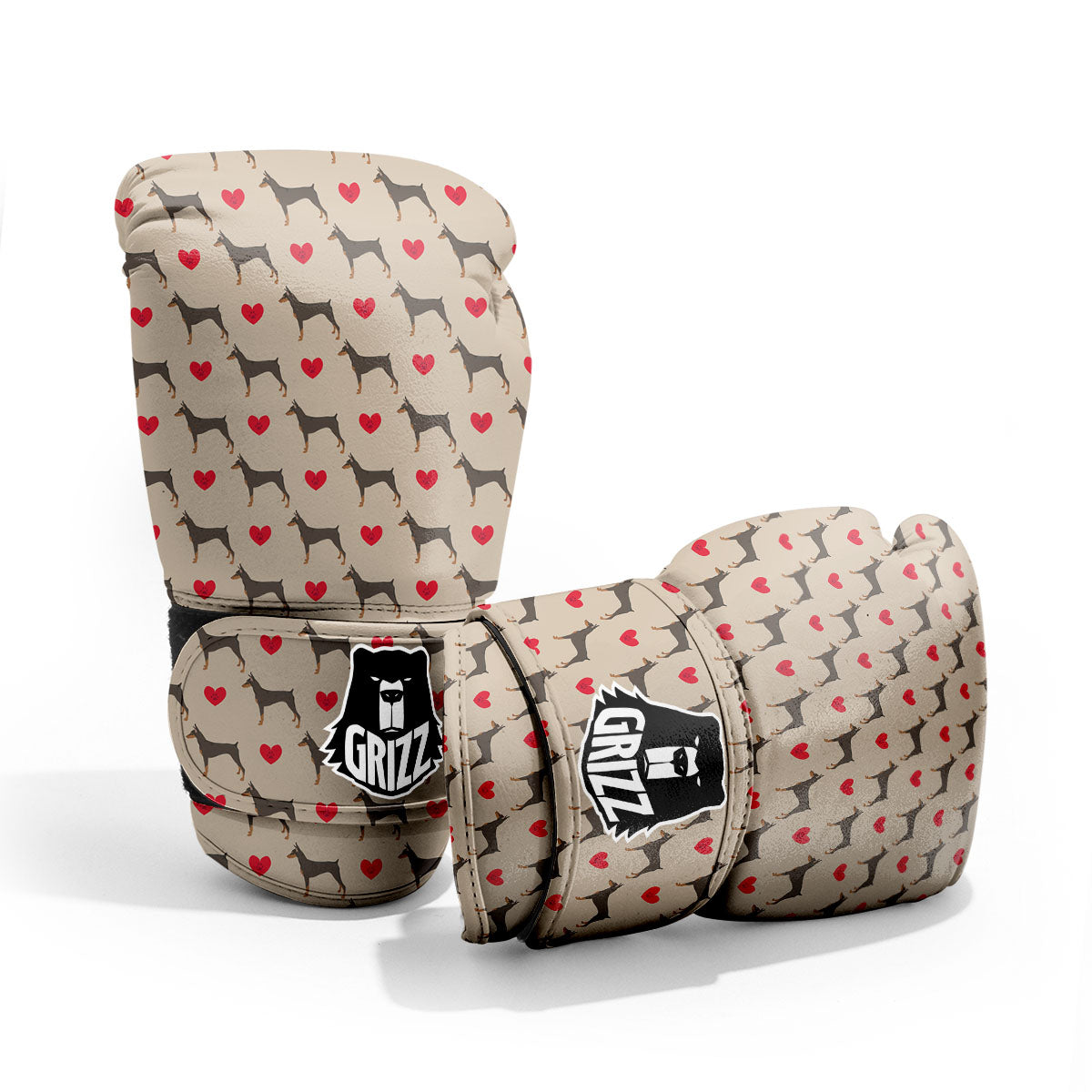 Dobermann Heart Print Pattern Pro Boxing Glove