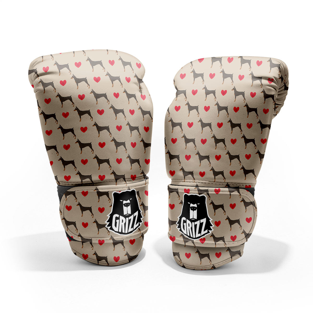 Dobermann Heart Print Pattern Pro Boxing Glove