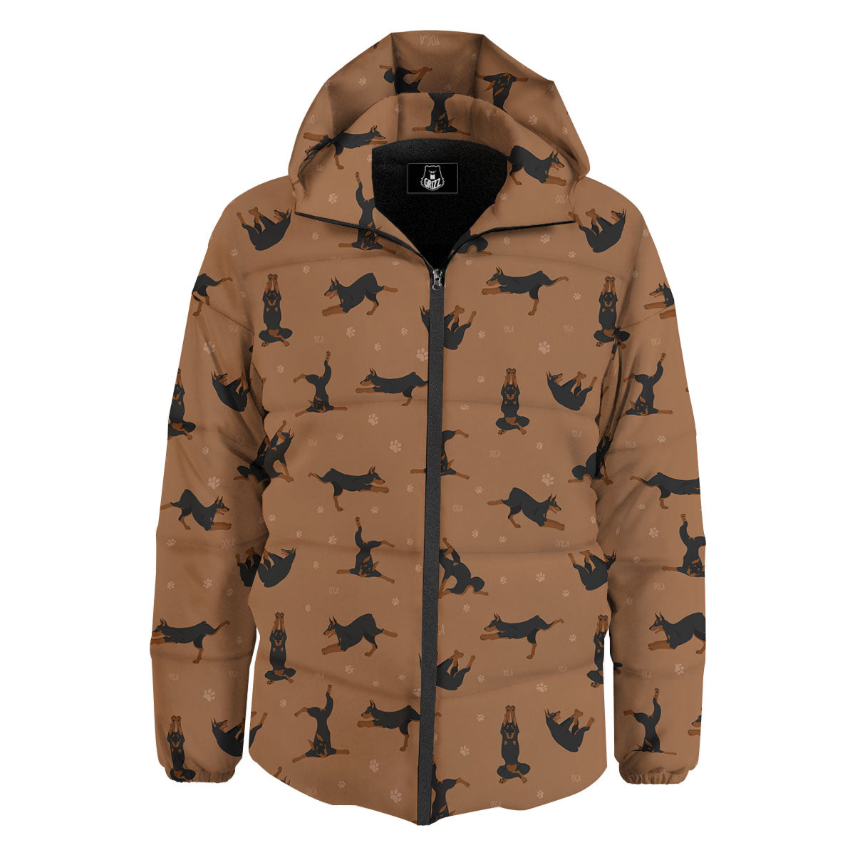 Dobermann Print Pattern Down Jacket-grizzshop