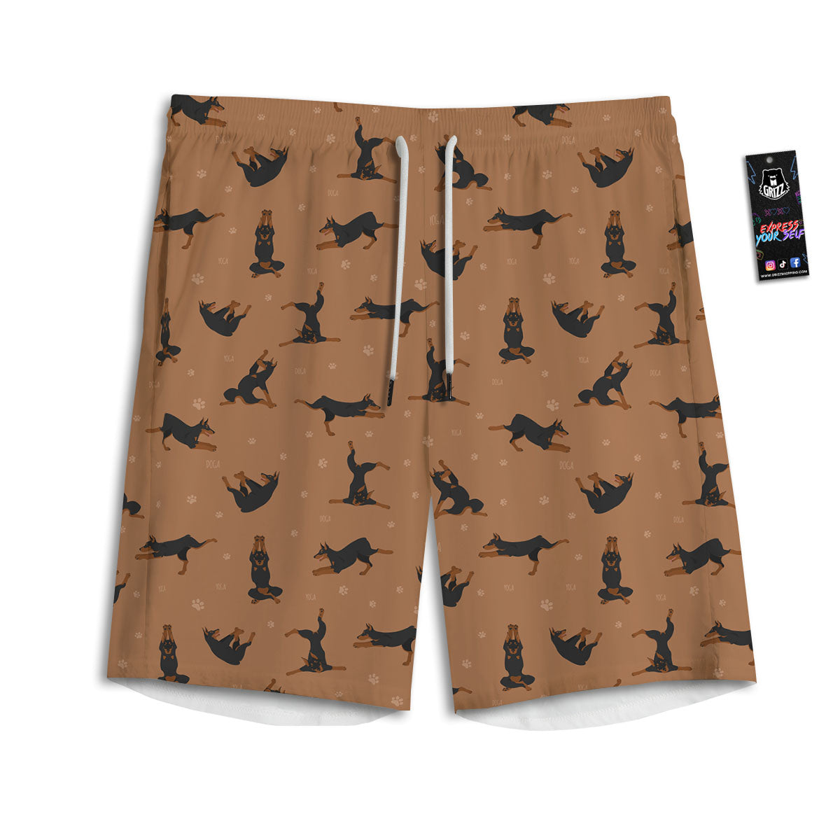 Dobermann Print Pattern Men's Athletic Shorts