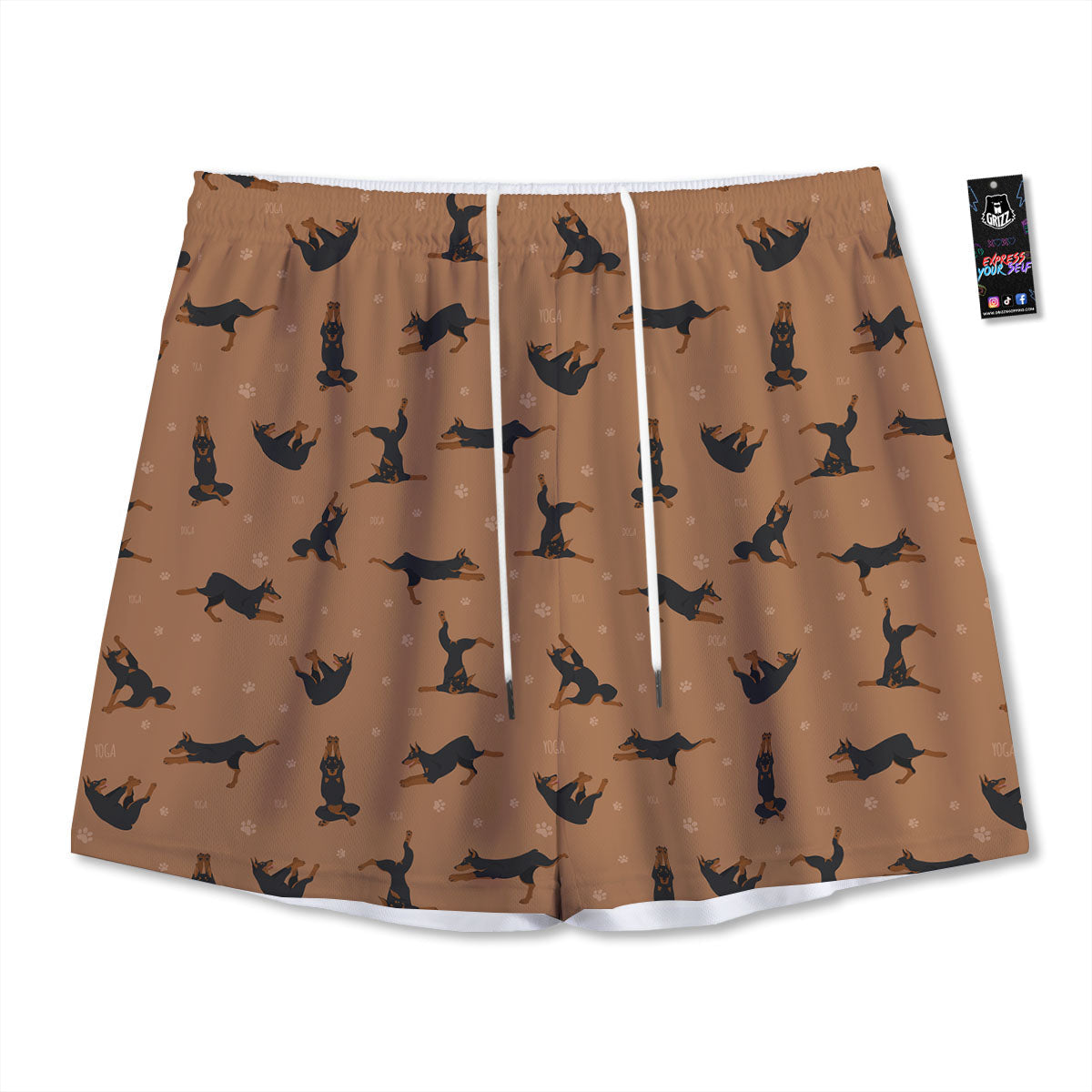 Dobermann Print Pattern Mesh Shorts