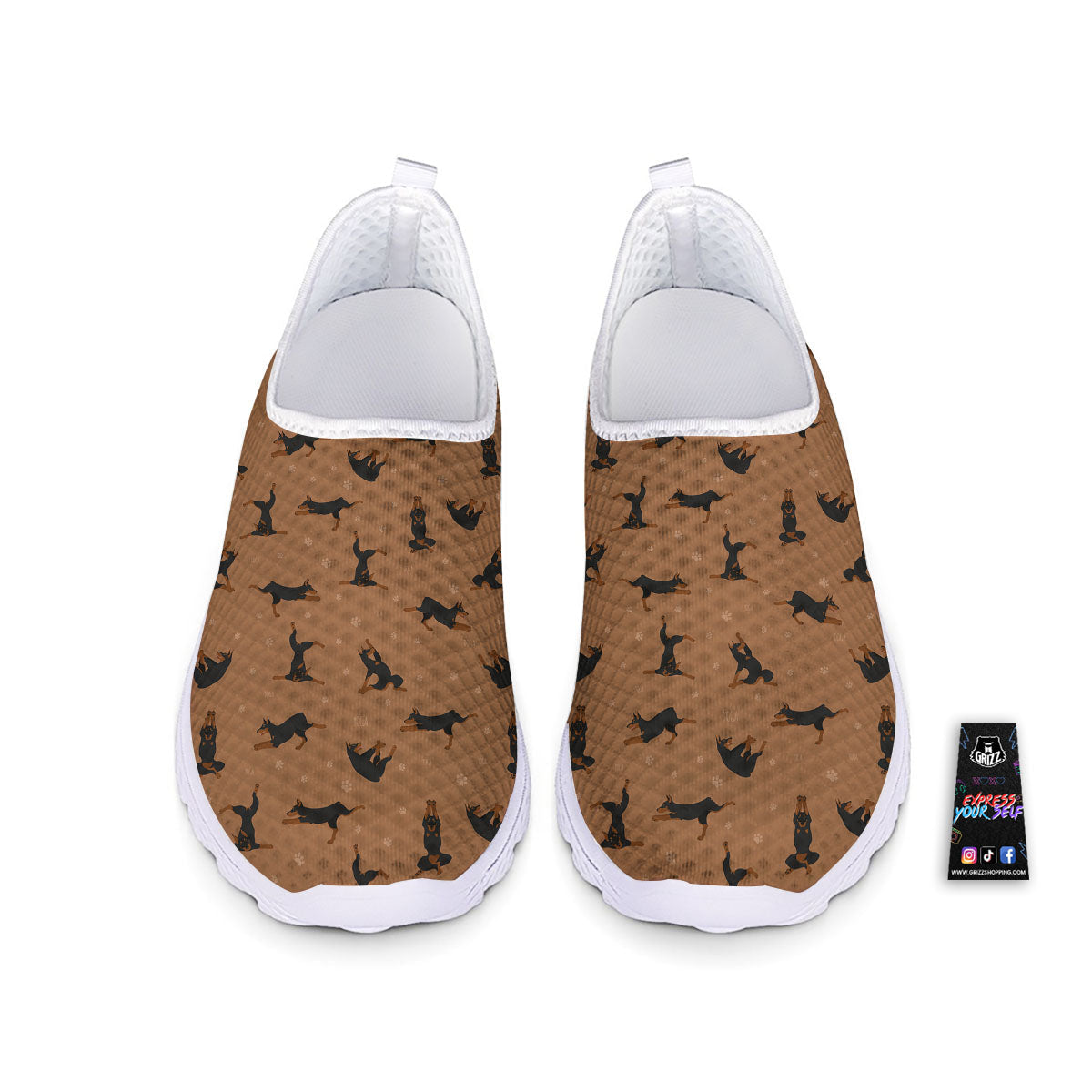 Dobermann Print Pattern Nurse Shoes-grizzshop