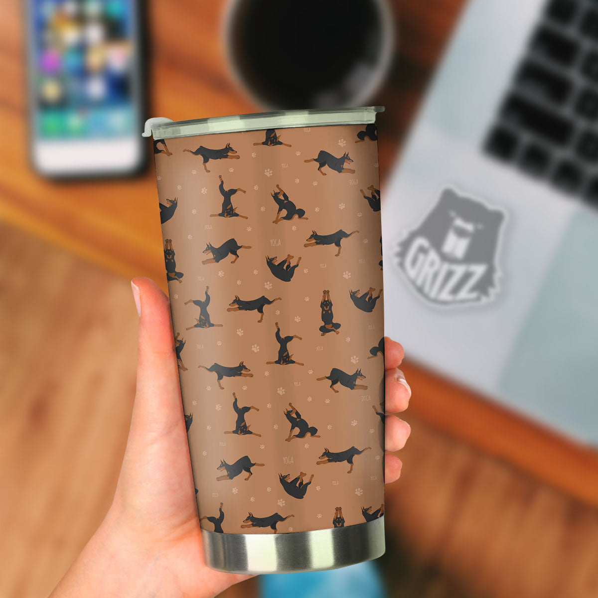Dobermann Print Pattern Tumbler-grizzshop