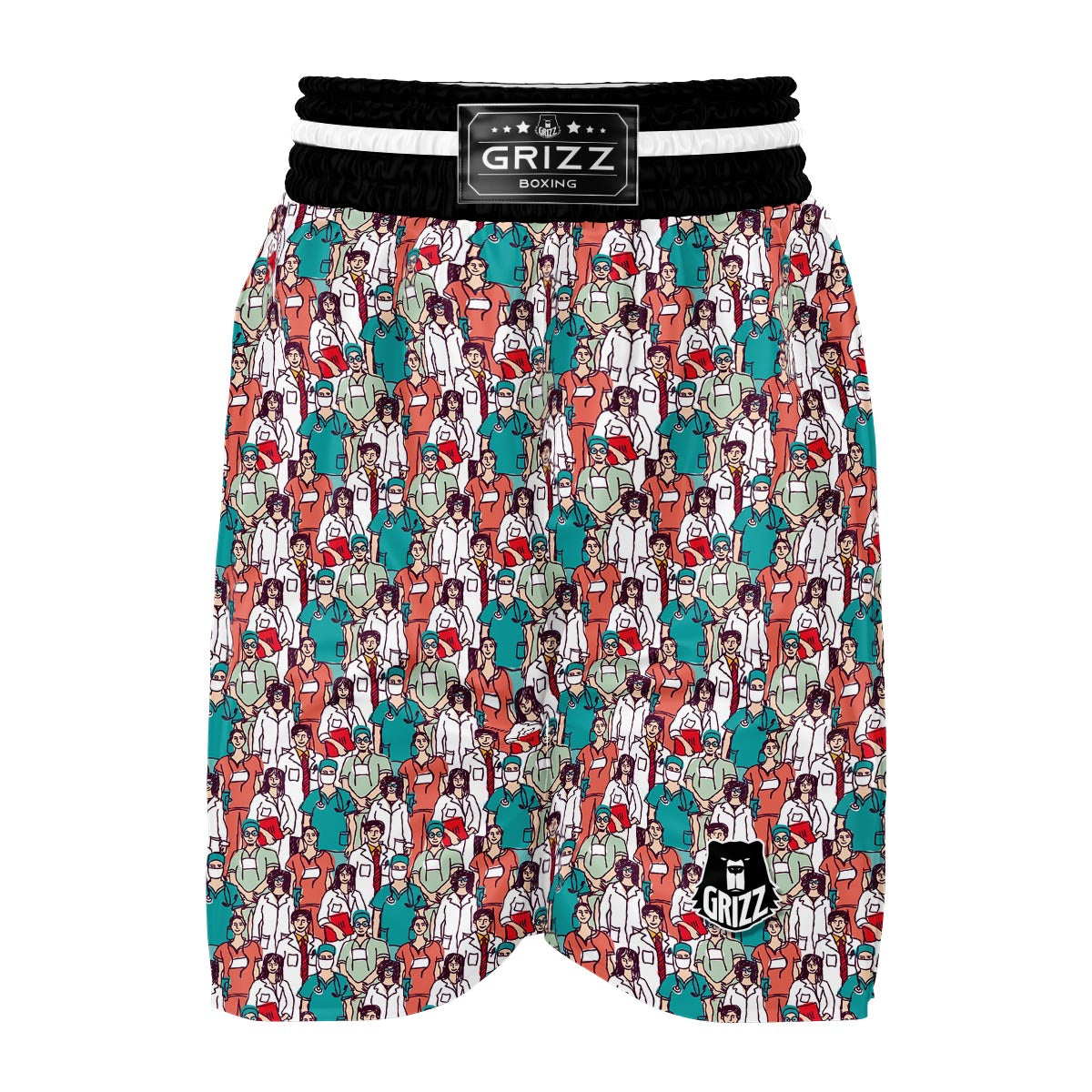 Docter Nurse Pattern Print Boxing Shorts-grizzshop