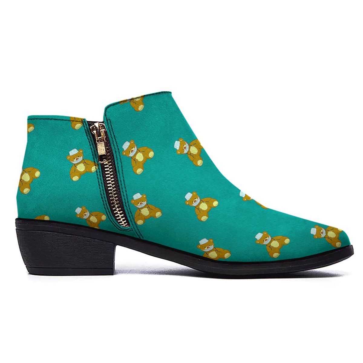 Doctor Teddy Bear Print Pattern Ankle Boots-grizzshop