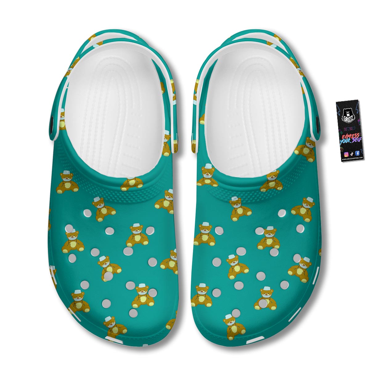 Doctor Teddy Bear Print Pattern Clog-grizzshop