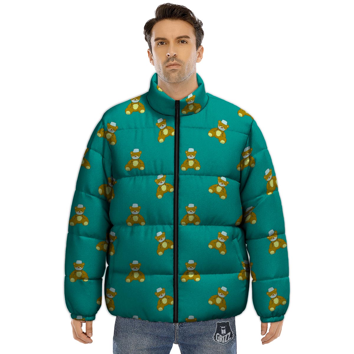 Doctor Teddy Bear Print Pattern Puffer Jacket-grizzshop