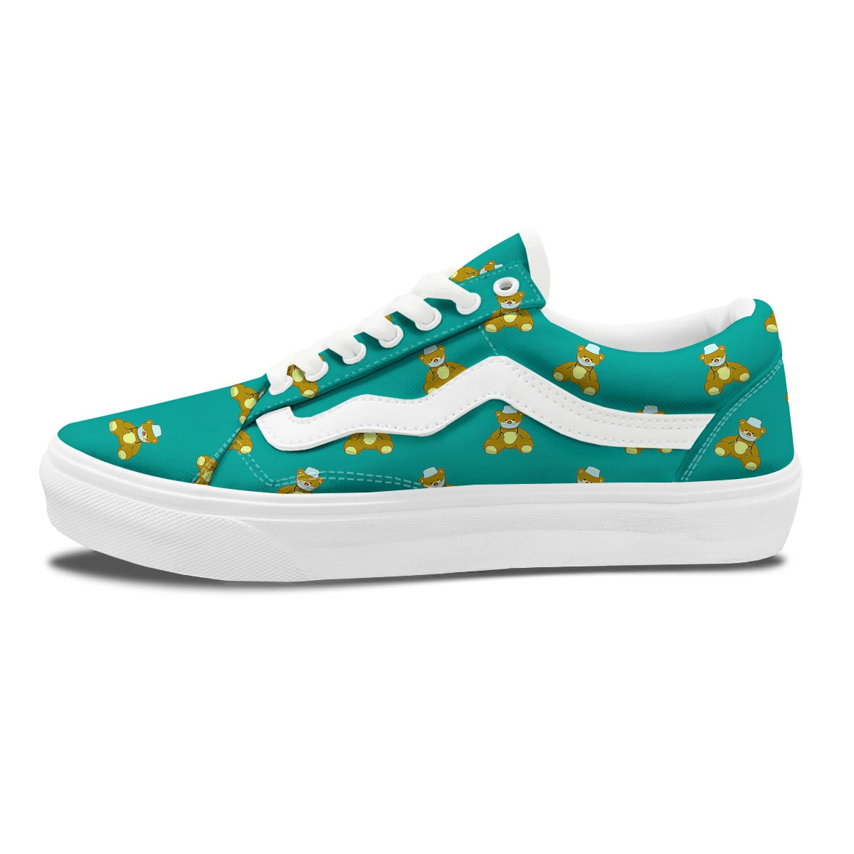 Doctor Teddy Bear Print Pattern Skate Shoes-grizzshop