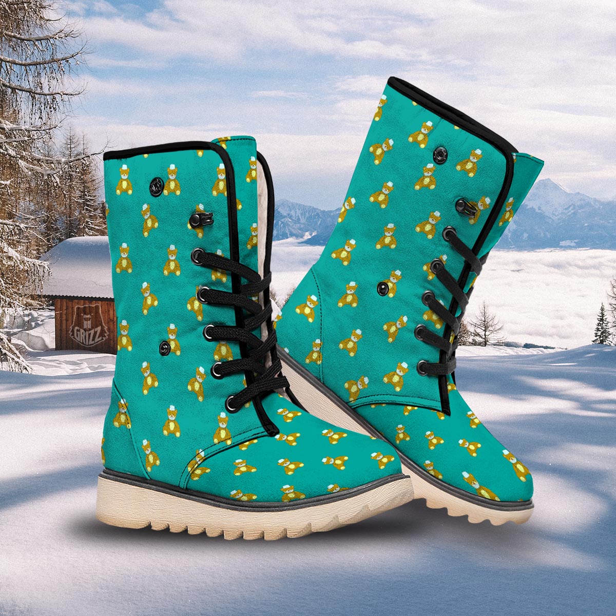 Doctor Teddy Bear Print Pattern Snow Boots-grizzshop