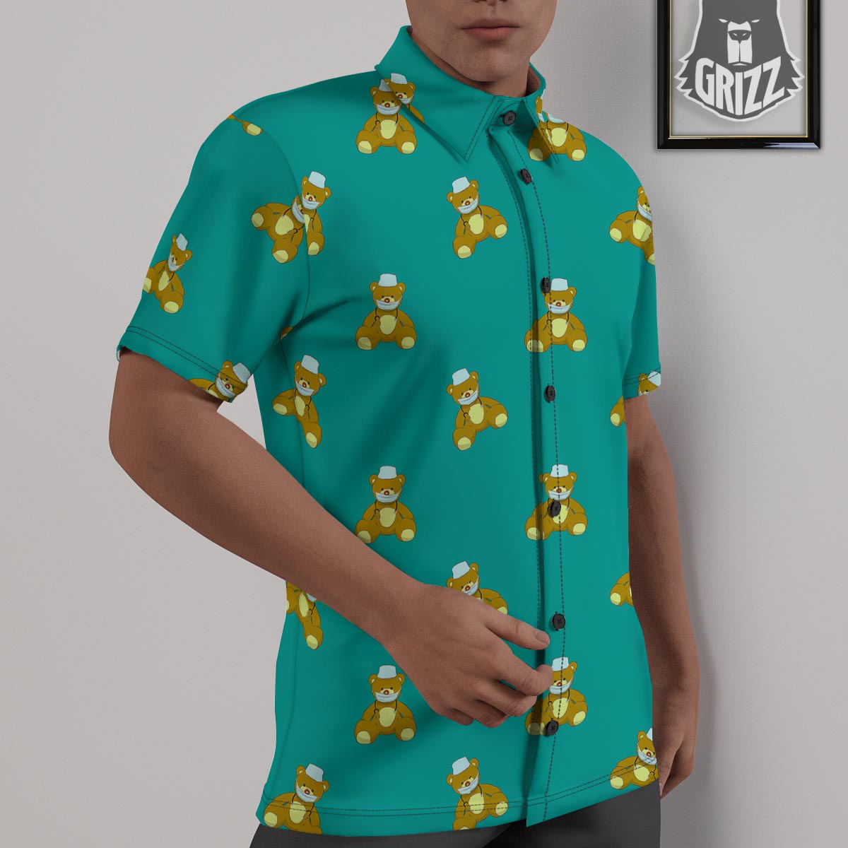 Doctor Teddy Bear Print Pattern Untucked Shirts-grizzshop
