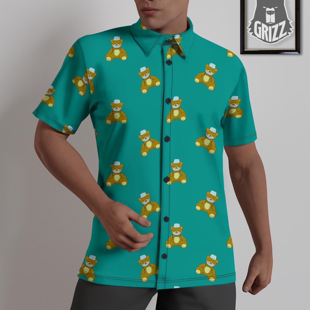 Doctor Teddy Bear Print Pattern Untucked Shirts-grizzshop