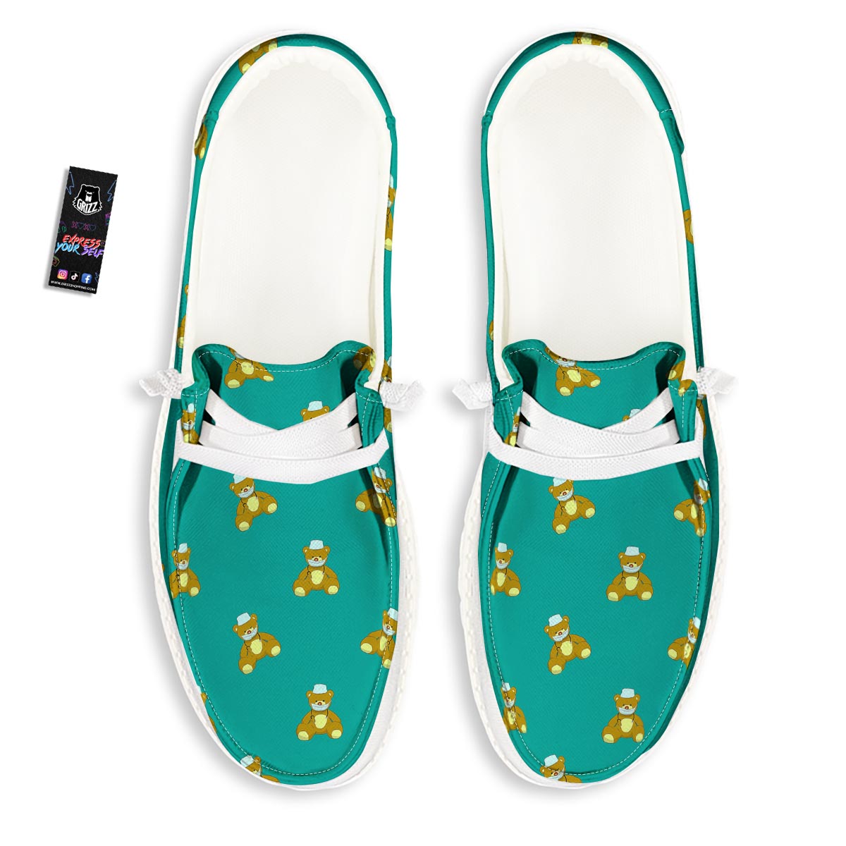 Doctor Teddy Bear Print Pattern White Loafers-grizzshop