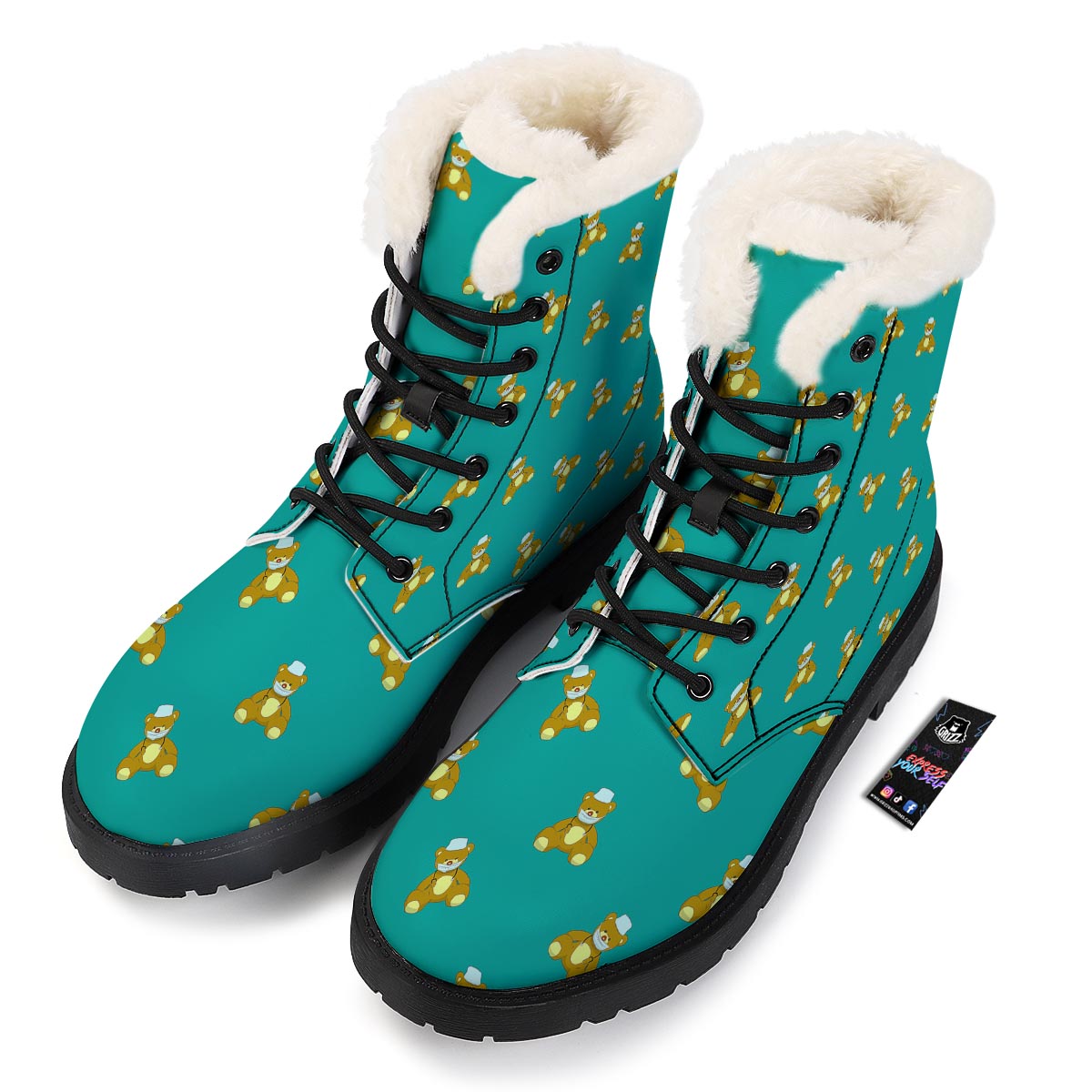 Doctor Teddy Bear Print Pattern Winter Boots-grizzshop