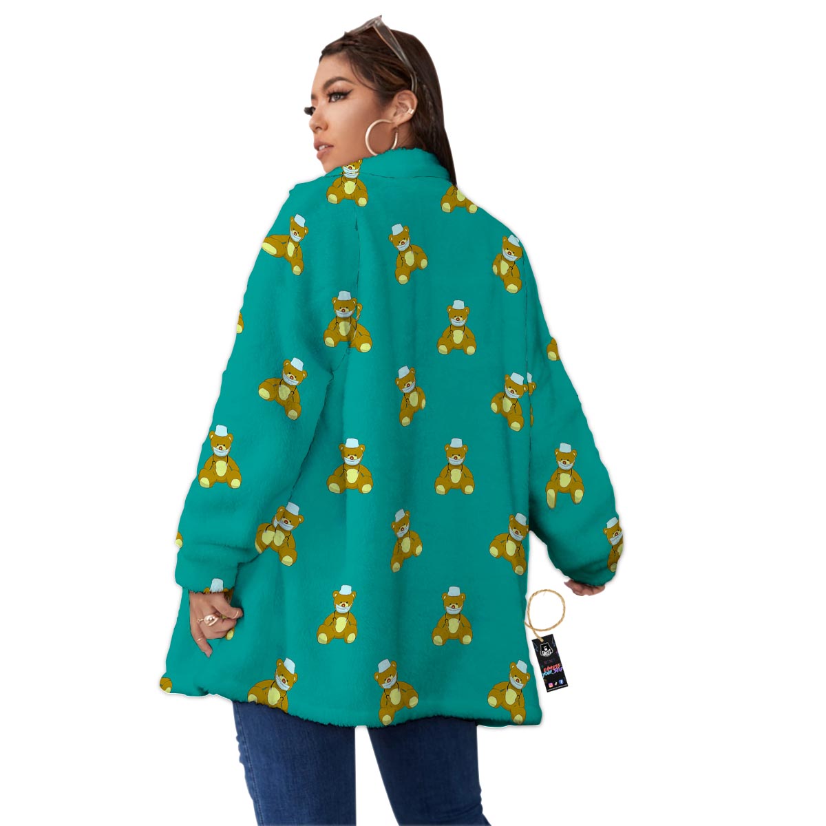 Doctor Teddy Bear Print Pattern Women's Sherpa Jacket-grizzshop