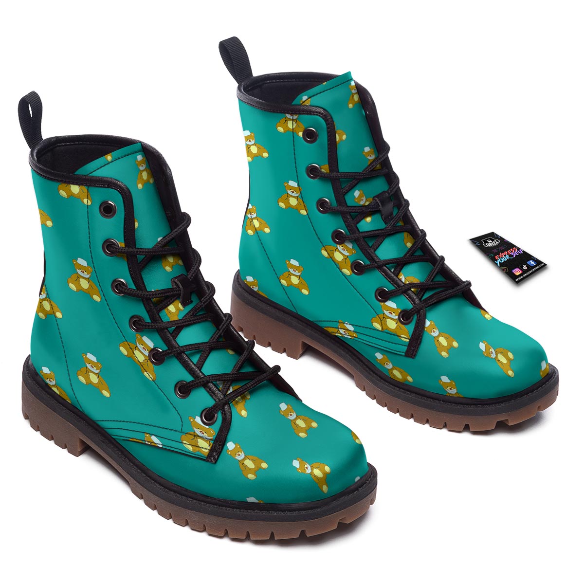 Doctor Teddy Bear Print Pattern Work Boots-grizzshop