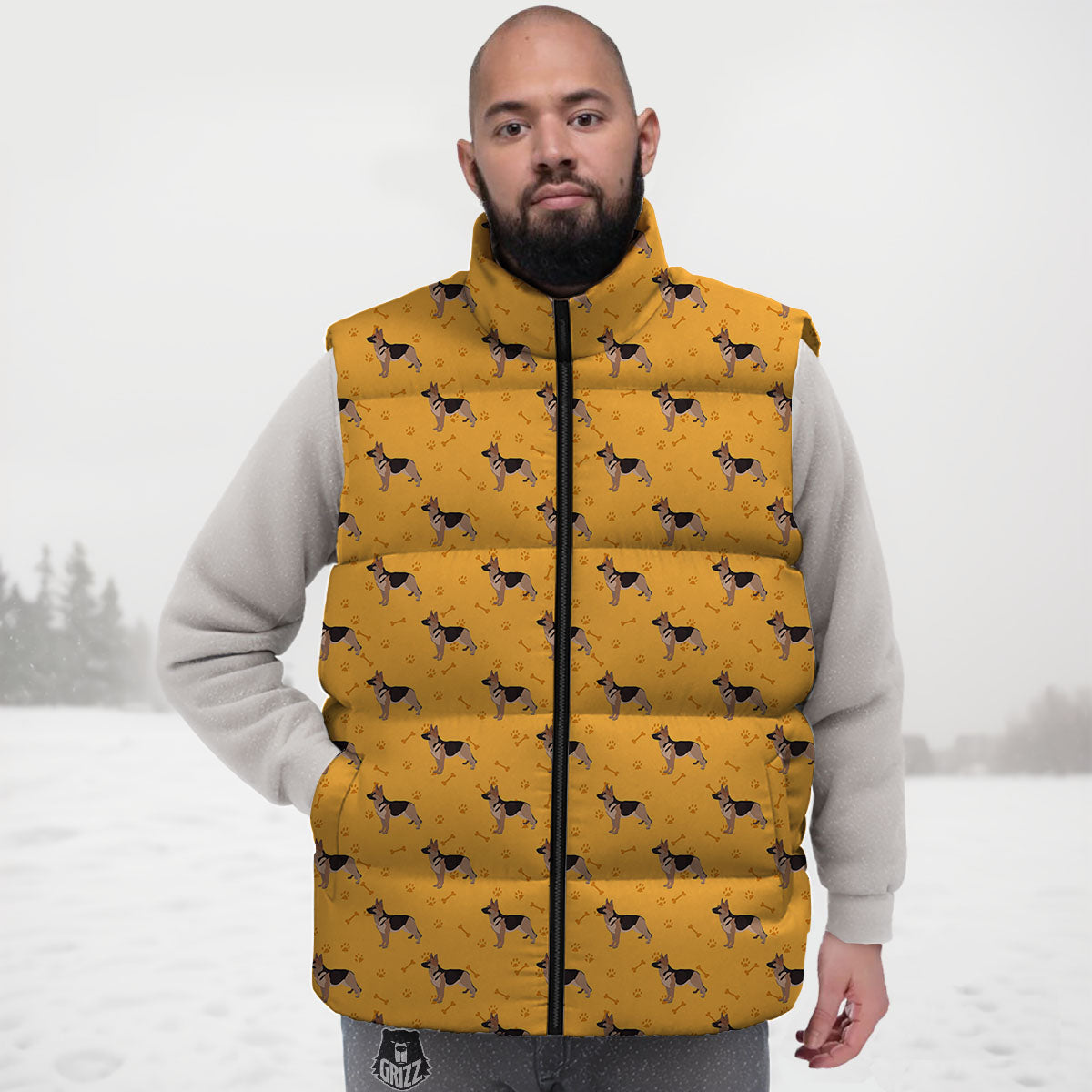 Dog German Shepherd Print Pattern Down Vest-grizzshop