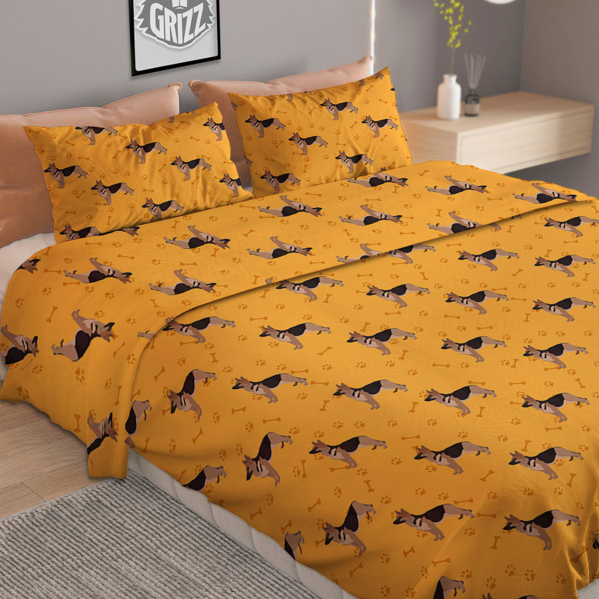 Dog German Shepherd Print Pattern Duvet Cover Bedding Set
