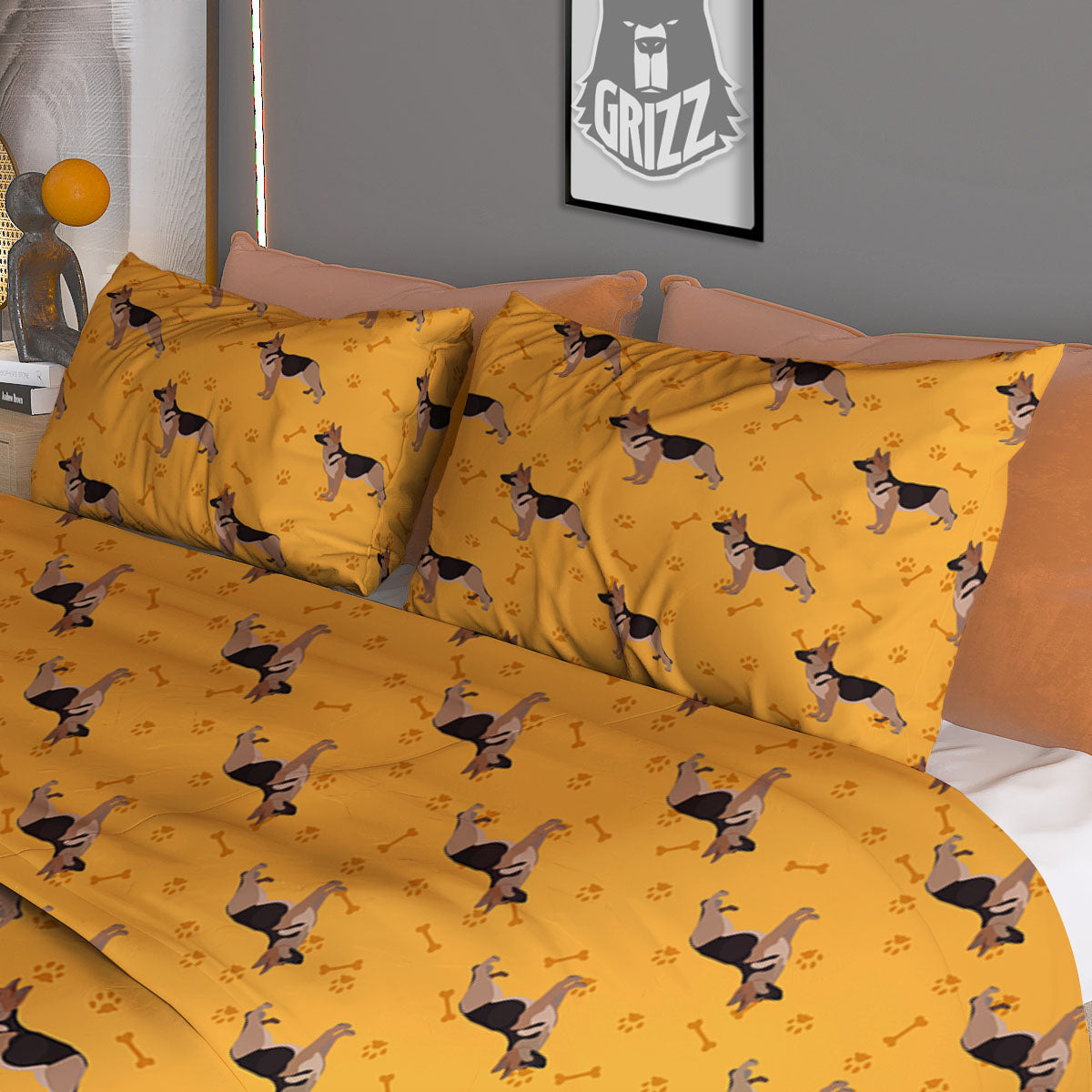 Dog German Shepherd Print Pattern Duvet Cover Bedding Set
