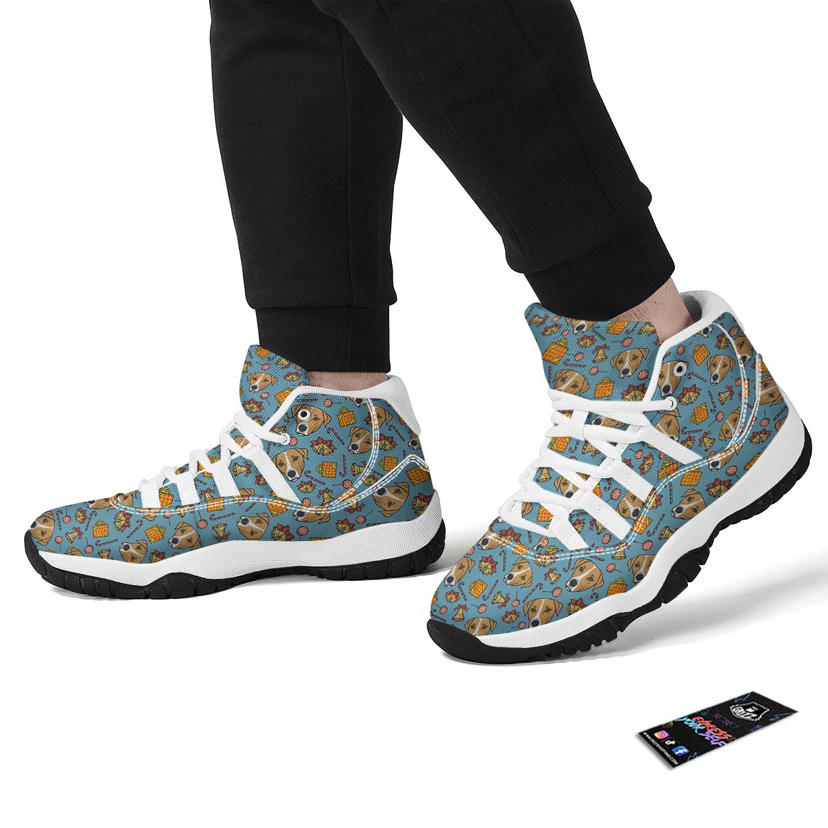 Dog Jack Russell Pattern Print White Bball Shoes-grizzshop