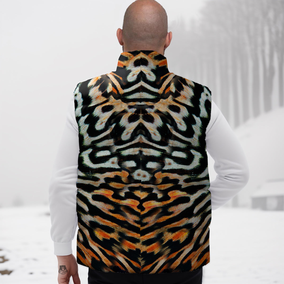 Dog Pomeranian Pattern Print Down Vest