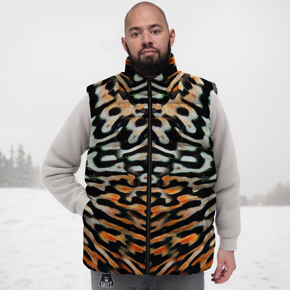 Dog Pomeranian Pattern Print Down Vest