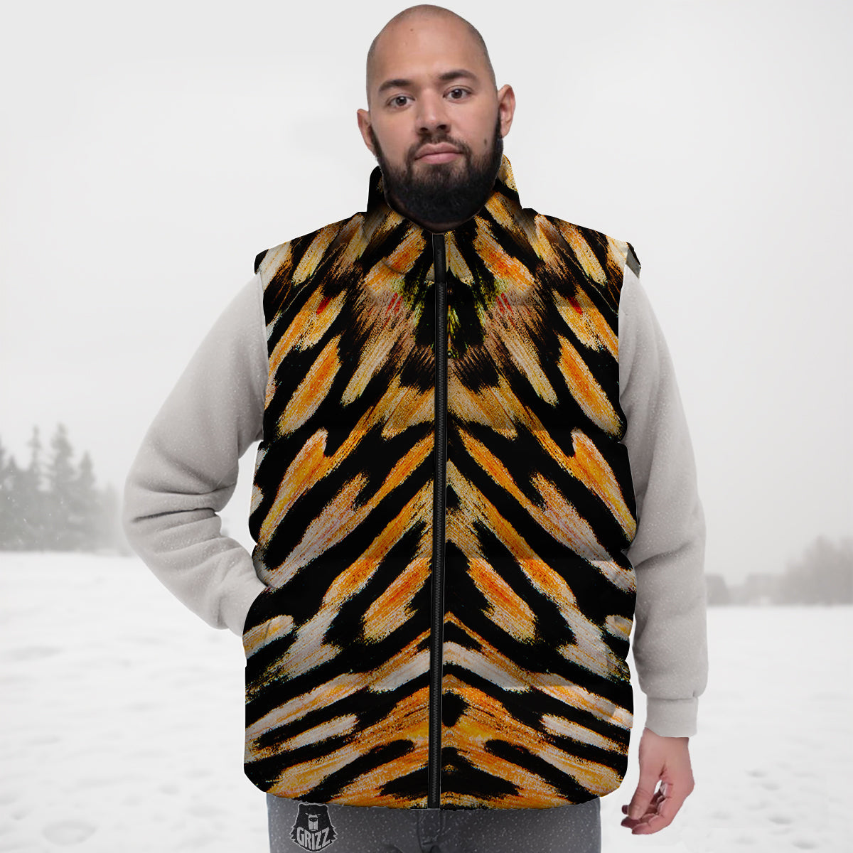 Dog Poodle Pattern Print Down Vest