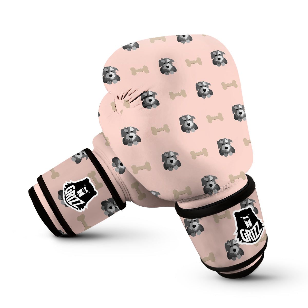 Dog Puppy Schnauzer Pattern Print Boxing Gloves-grizzshop