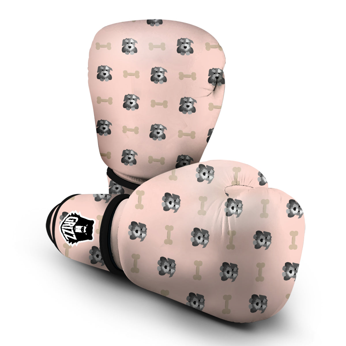 Dog Puppy Schnauzer Pattern Print Boxing Gloves-grizzshop