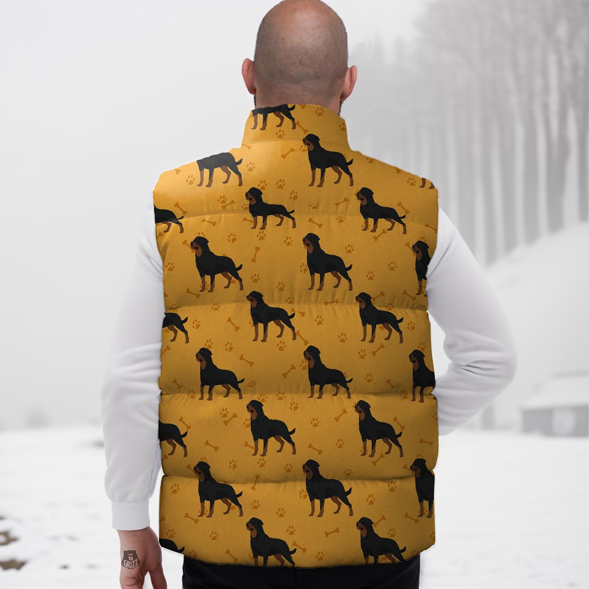 Dog Rottweiler Print Pattern Down Vest