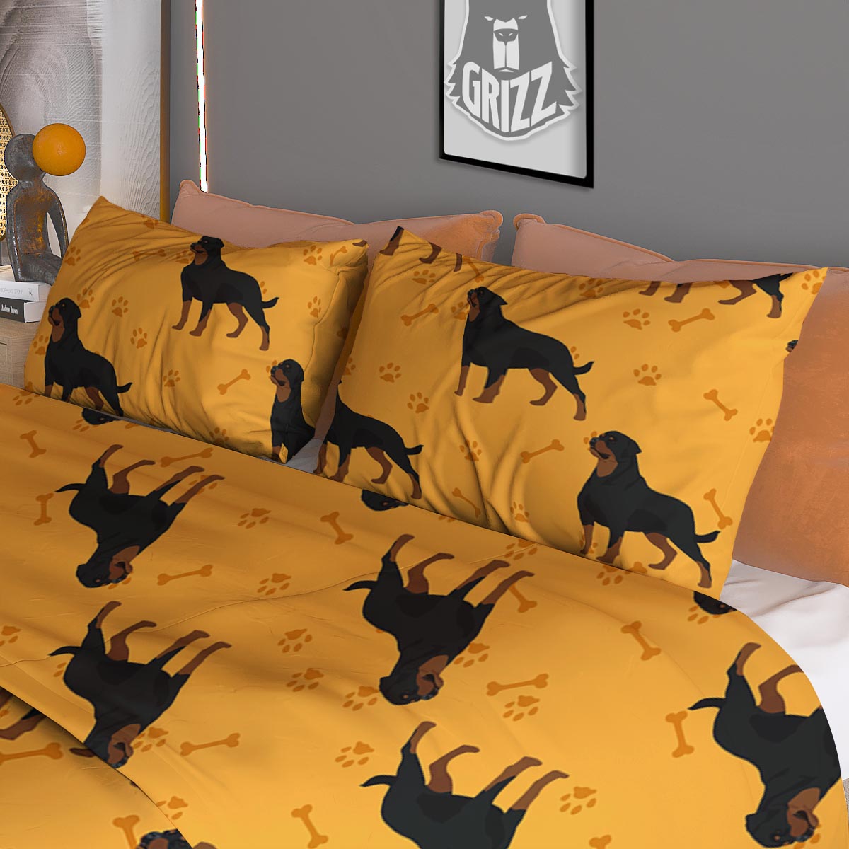 Dachshund Xmas Print Pattern Duvet Cover Bedding Set