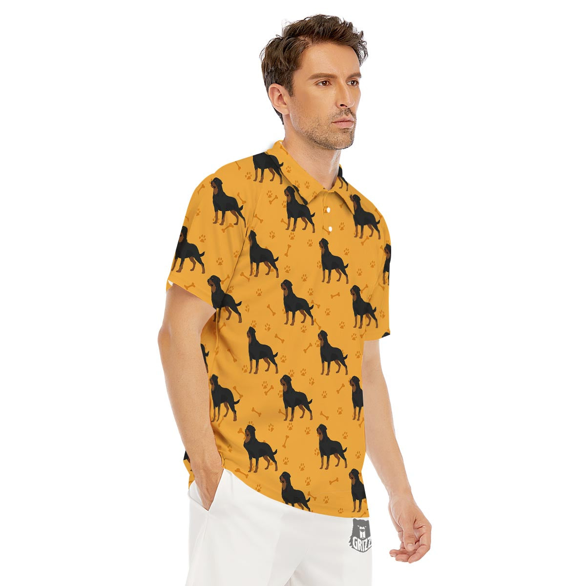 Dog Rottweiler Print Pattern Men's Golf Shirts-grizzshop