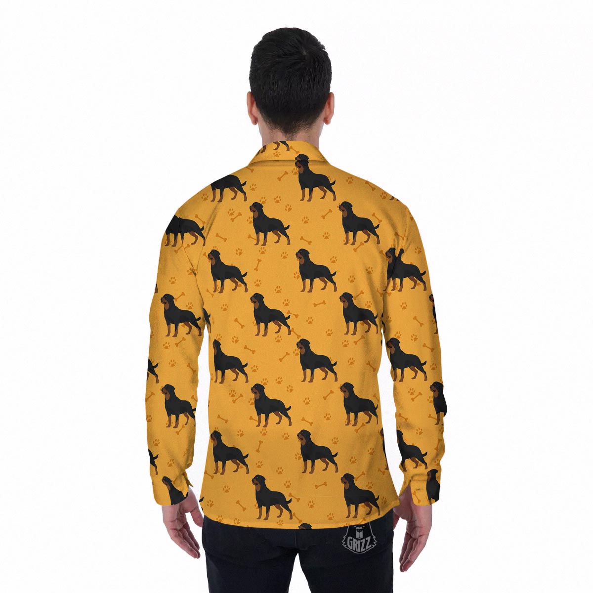 Dog Rottweiler Print Pattern Men's Long Sleeve Shirts-grizzshop