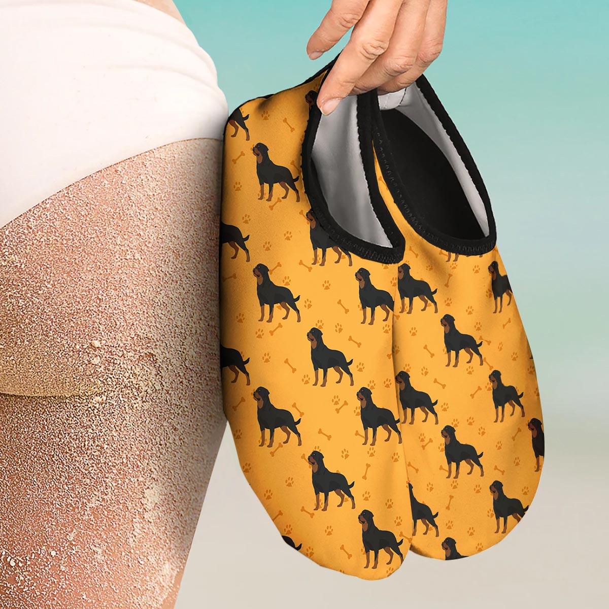 Dog Rottweiler Print Pattern Water Shoes-grizzshop