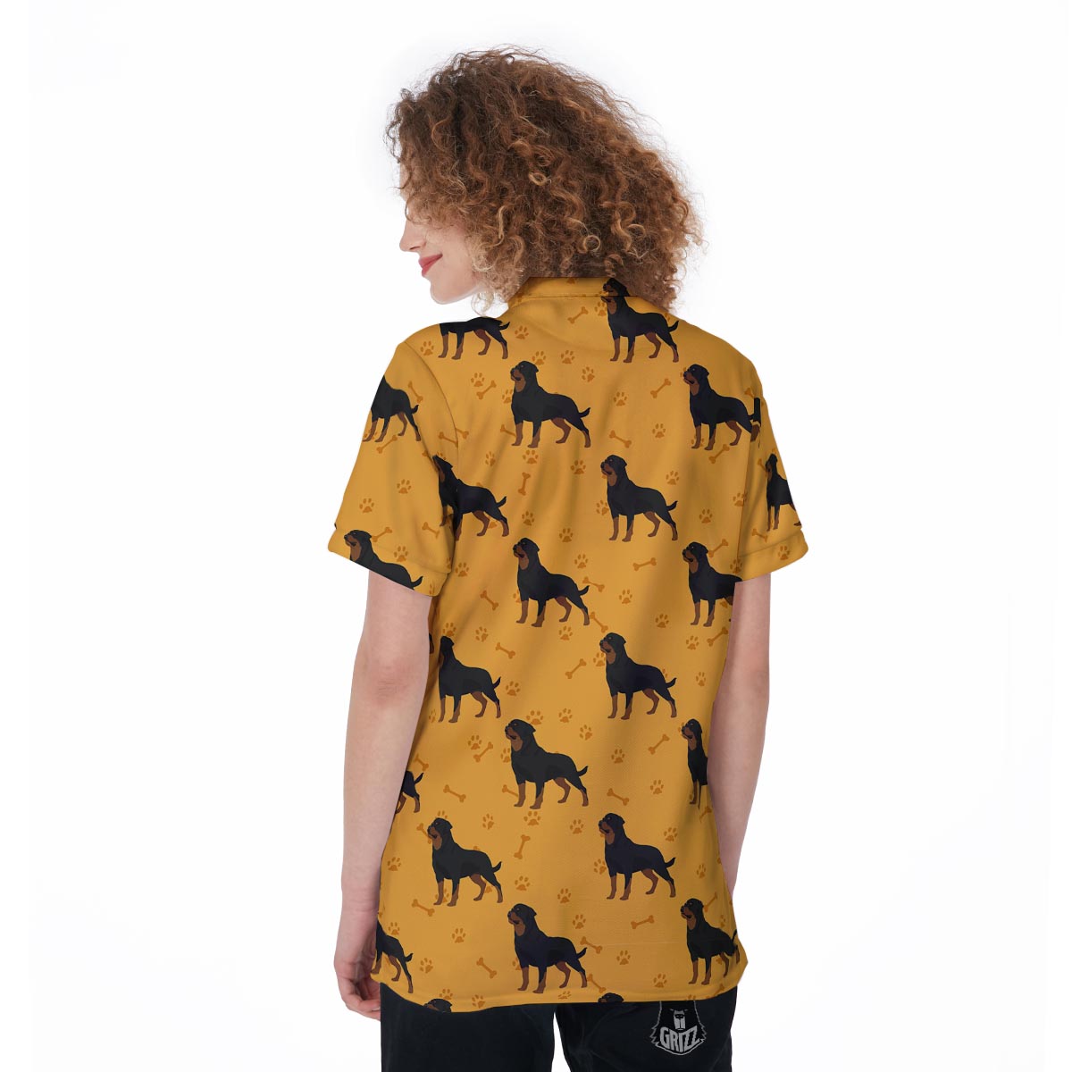 Dog Rottweiler Print Pattern Women's Golf Shirts-grizzshop