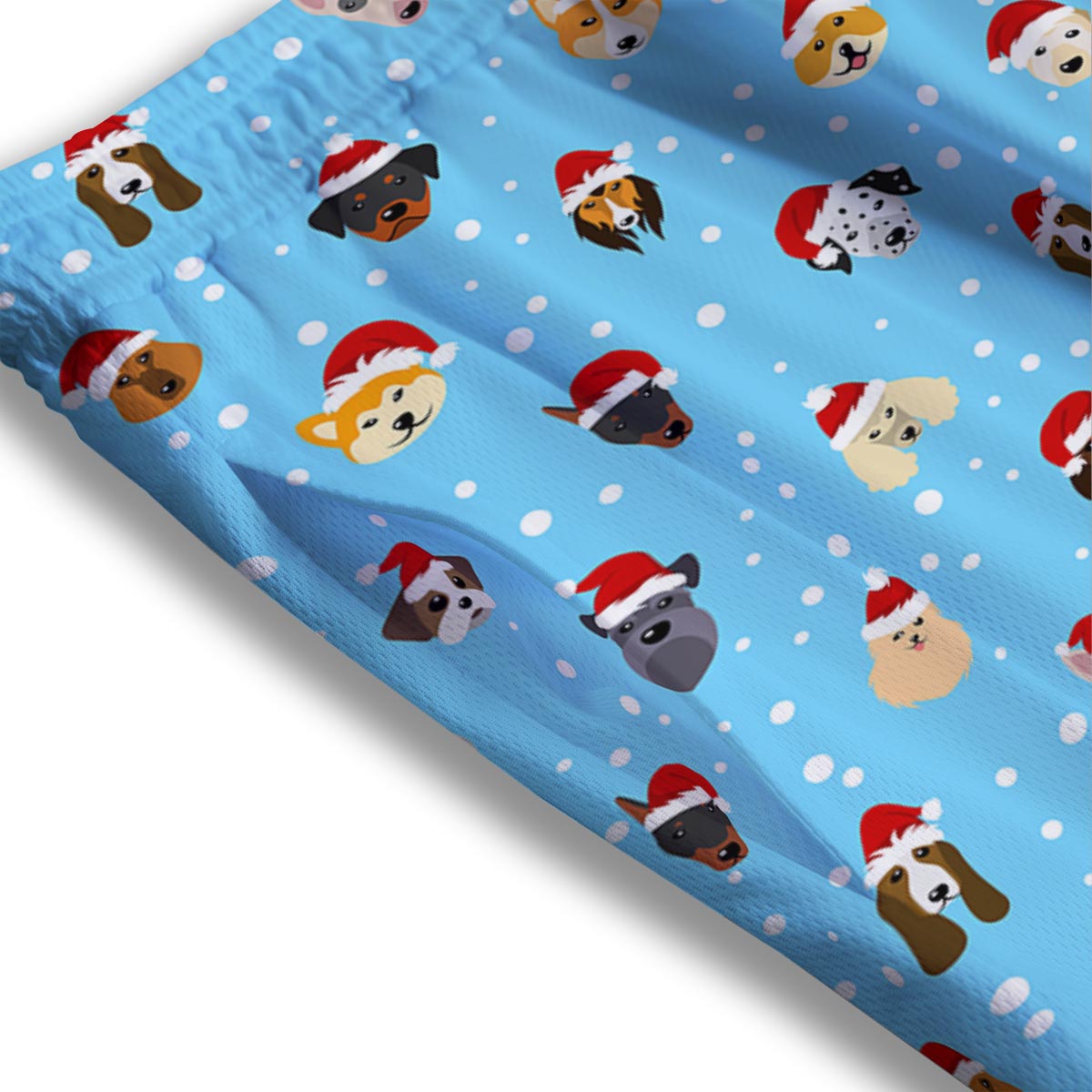 Dog Santa Print Pattern Mesh Shorts-grizzshop