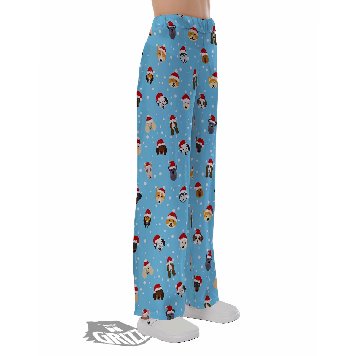 Dog Santa Print Pattern Pajama Pants-grizzshop