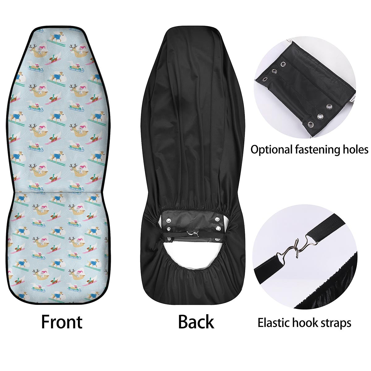 Dog Skiing Print Pattern Car Seat Covers-grizzshop