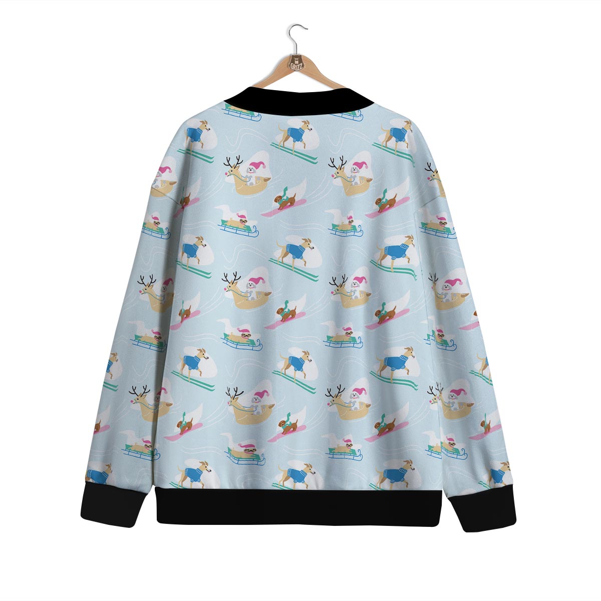 Dog Skiing Print Pattern Cardigan-grizzshop